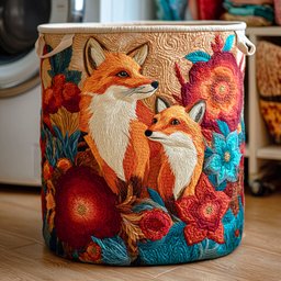 Scarlet Bloom Fox Quilted Laundry Basket Gift Idea For Busy Families