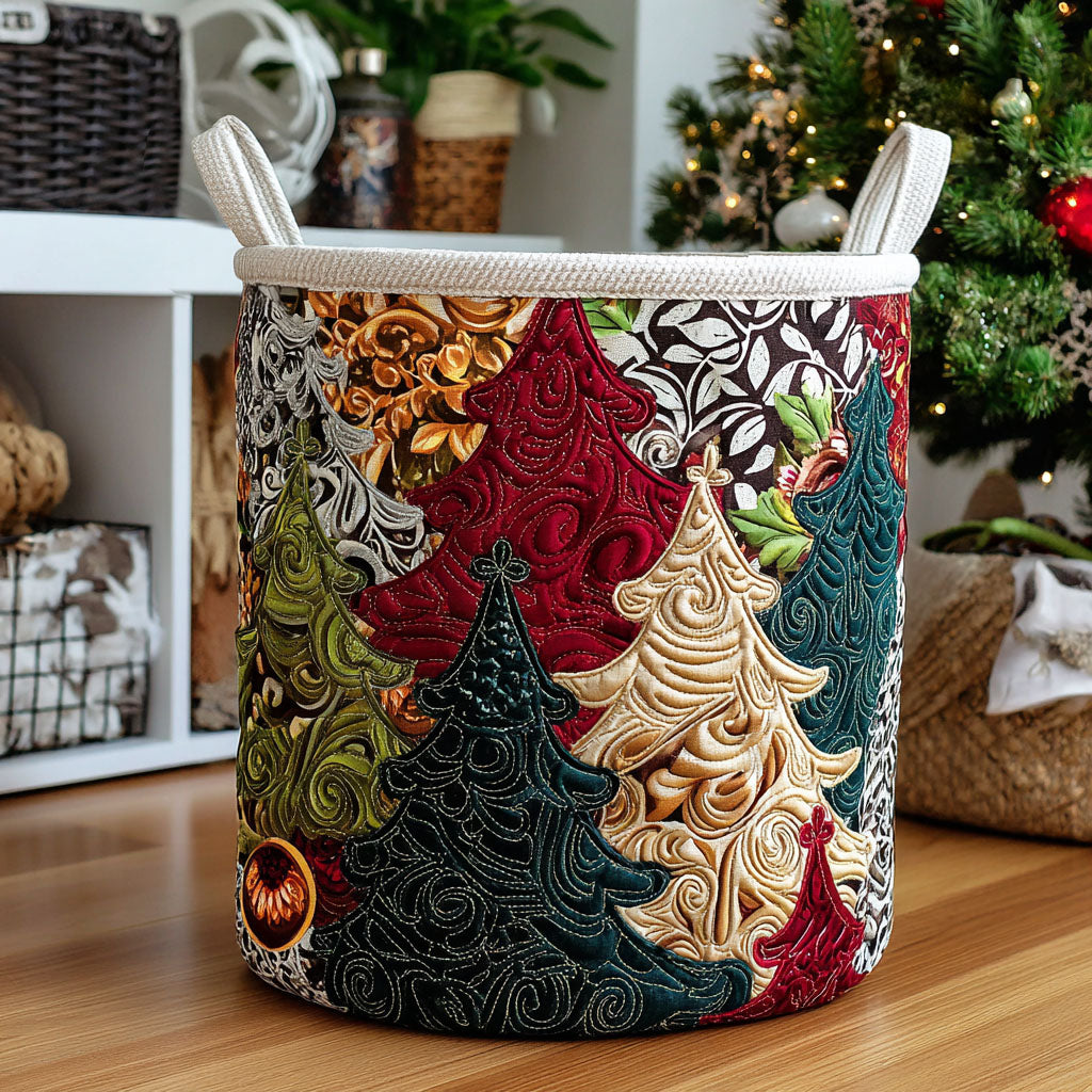 Yuletide Splendor Quilted Laundry Basket Perfect Gift For Apartment Living