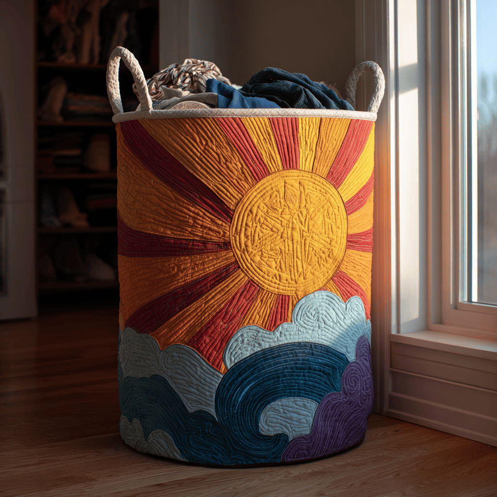 Morning Shine Quilted Laundry Basket Creative Gift For Family