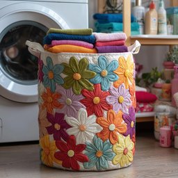 Flower Bliss Quilted Laundry Basket Mother�s Day Merch Gift