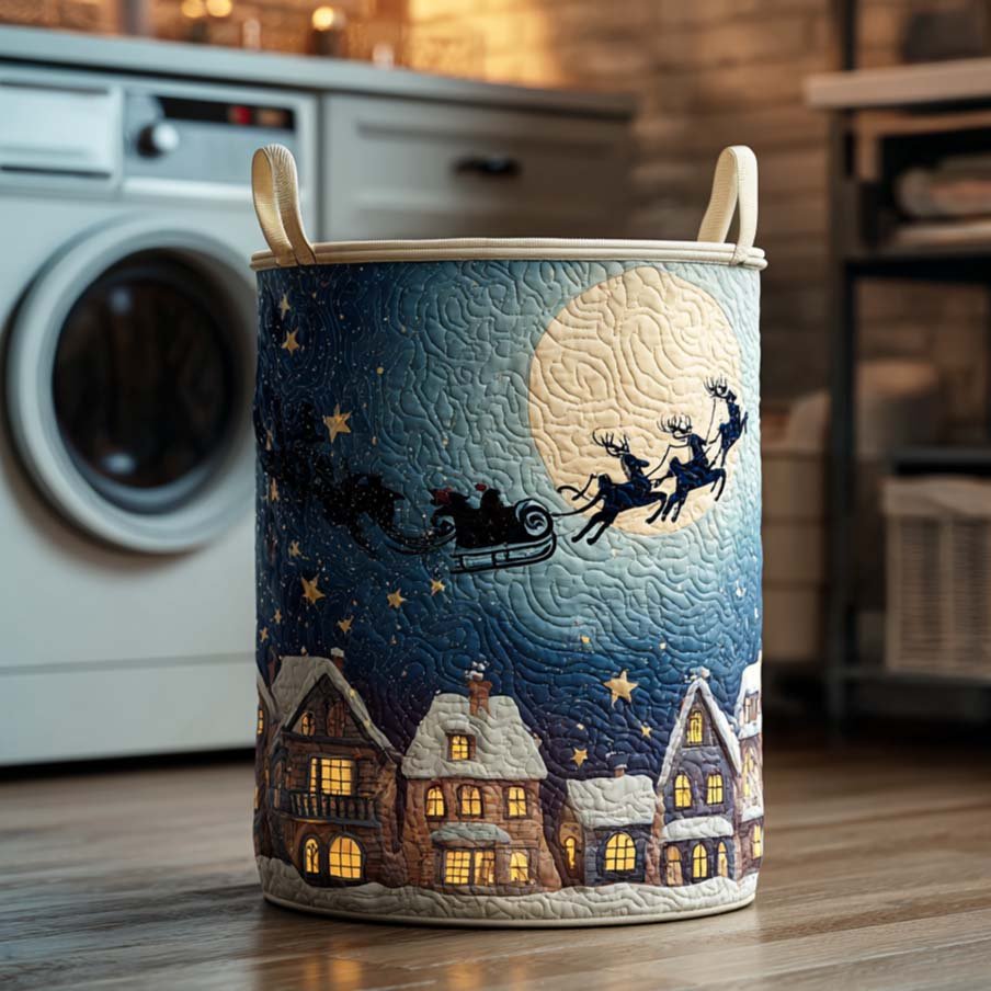 Mistletoe Lane Quilted Laundry Basket Anniversary Merch Gift
