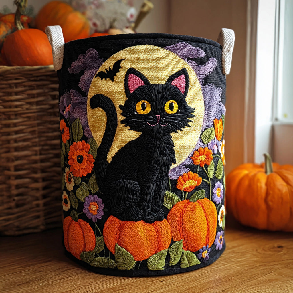 Twilight Meow Quilted Laundry Basket Valentine�s Day Merch Gift