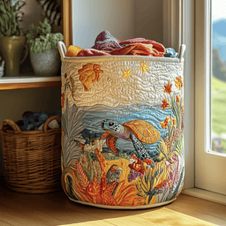 Turtle Path Quilted Laundry Basket Merch For Home And Living