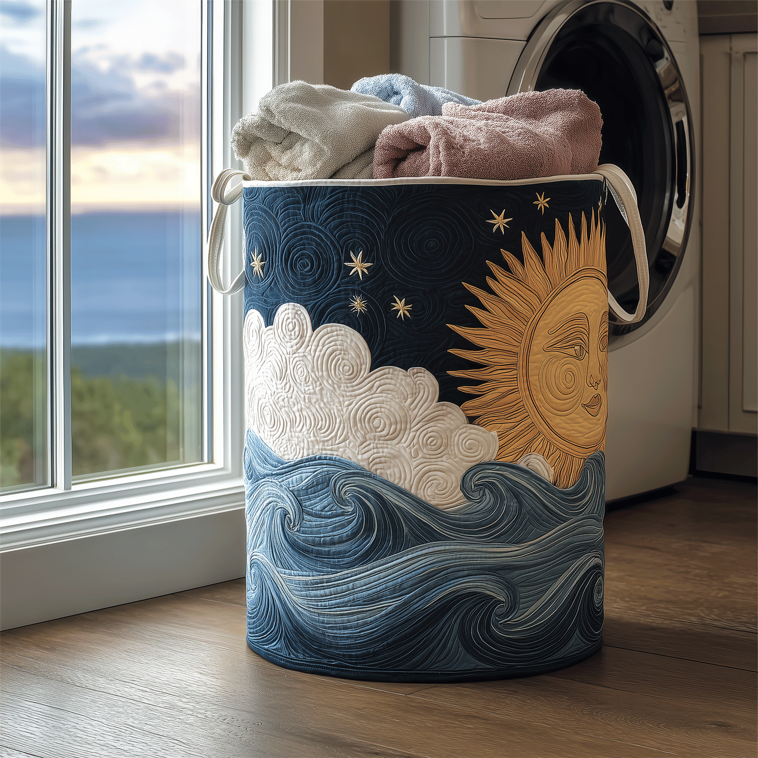 Starry Night Quilted Laundry Basket Ideal Present For Newlyweds