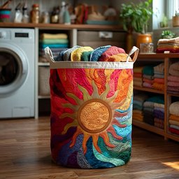 Hippie Sunshine Quilted Laundry Basket Merch For Mom