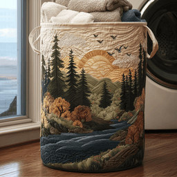 Sunrise Forest Quilted Laundry Basket Holiday Gift For Laundry Lovers