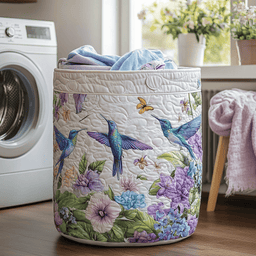 Hummingbird Whirl Quilted Laundry Basket Father�s Day Merch Gift