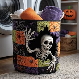 Phantom Laugh Quilted Laundry Basket Merch For Home And Living