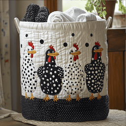 Polka Dot Peckers Quilted Laundry Basket Thanksgiving Merch Gift