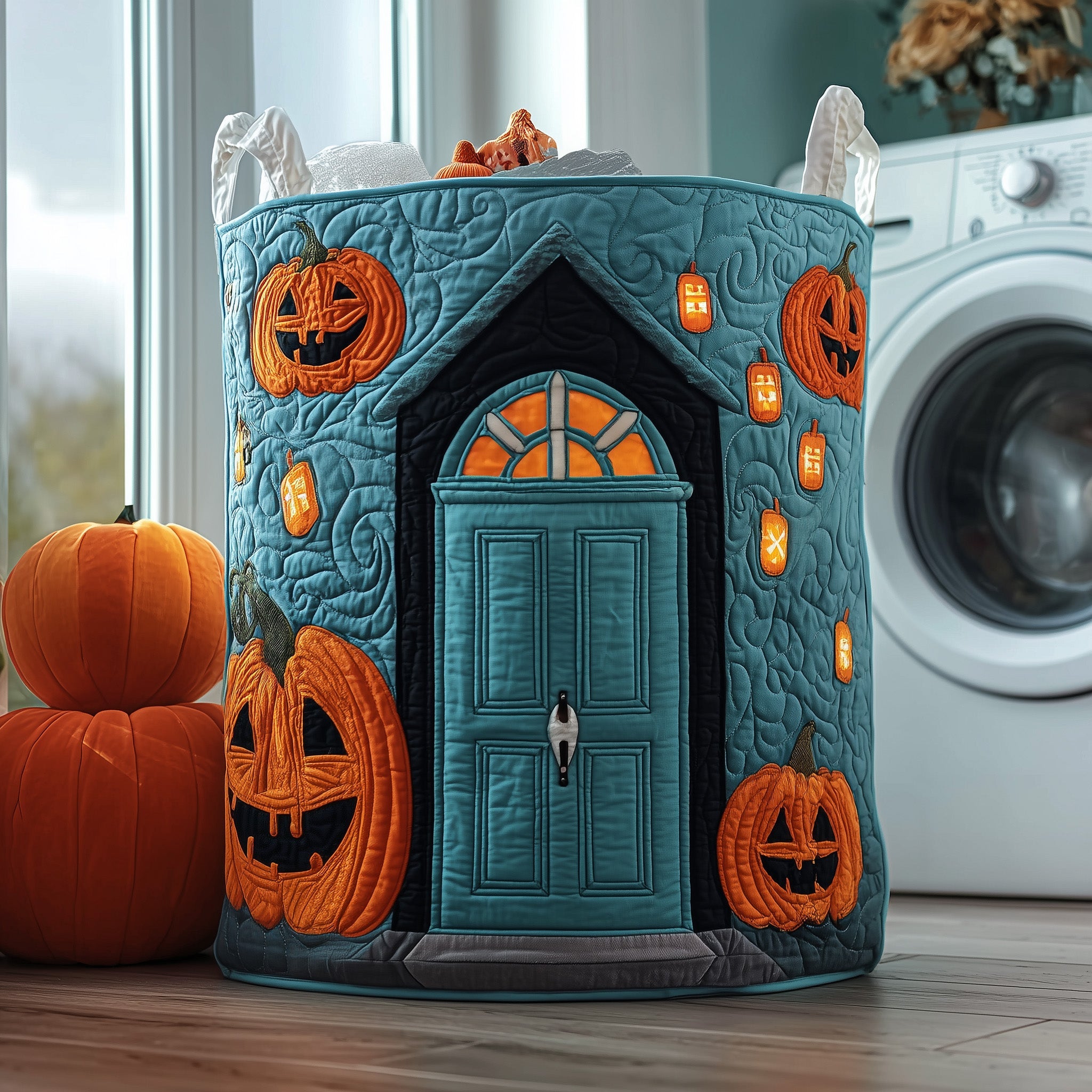 Pumpkin Halloween Quilted Laundry Basket Anniversary Merch Gift