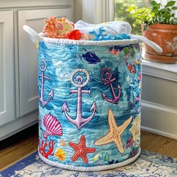 Sea Legs Quilted Laundry Basket Ideal Present For Newlyweds