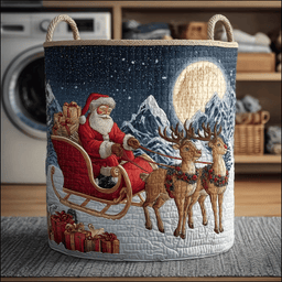 Flying Santa Claus Quilted Laundry Basket Perfect Gift For Apartment Living