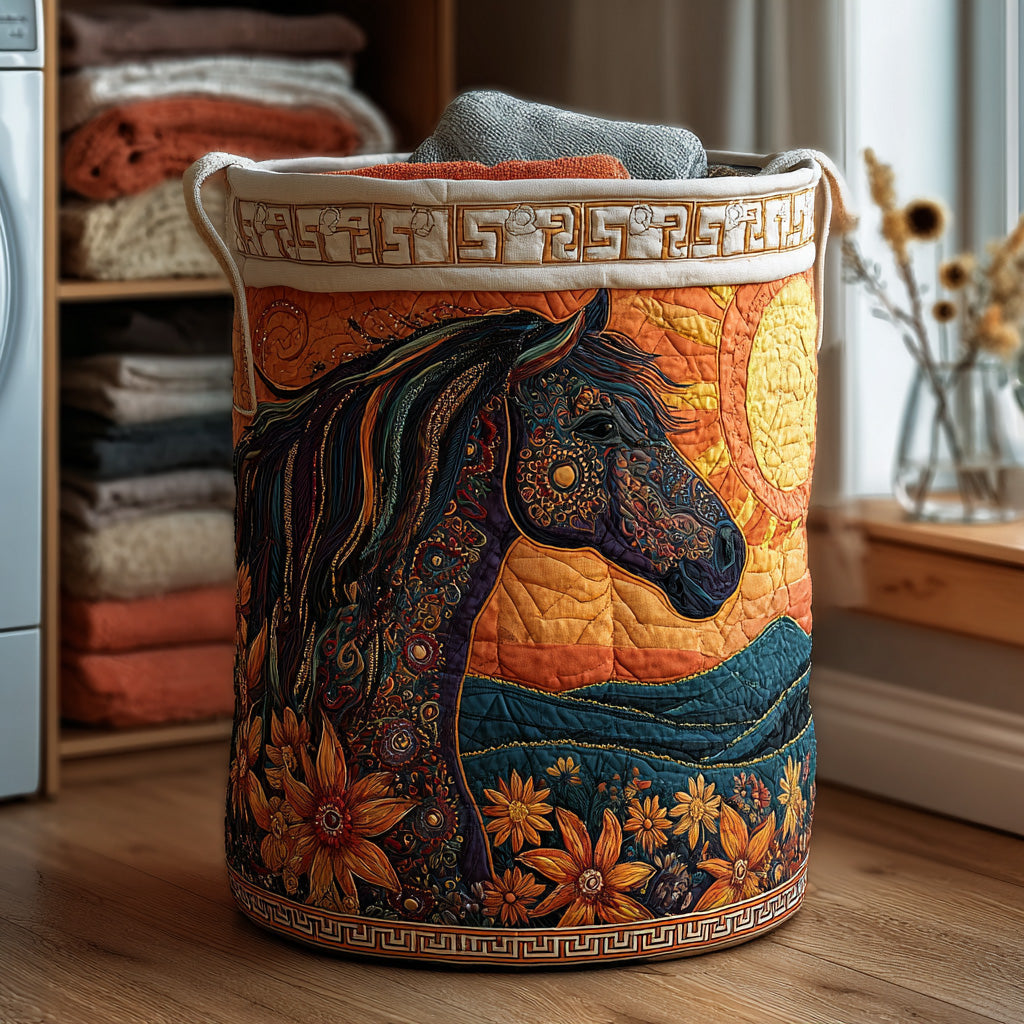 Sunset Rider Quilted Laundry Basket Perfect Gift For Apartment Living