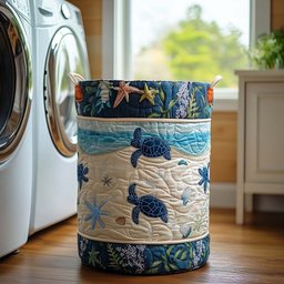 Wave Wanderer Quilted Laundry Basket Everyday Merch Choice