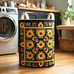 Sunflower Patch Garden Quilted Laundry Basket Gift To Brighten Their Day