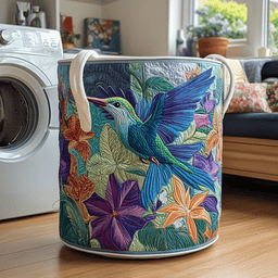 Hummingbird Dream Quilted Laundry Basket Merch For Mom