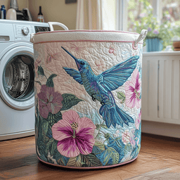 Hummingbird Haven Quilted Laundry Basket Merch For Family
