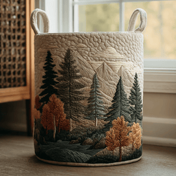Mountain View Quilted Laundry Basket Merch For Kids