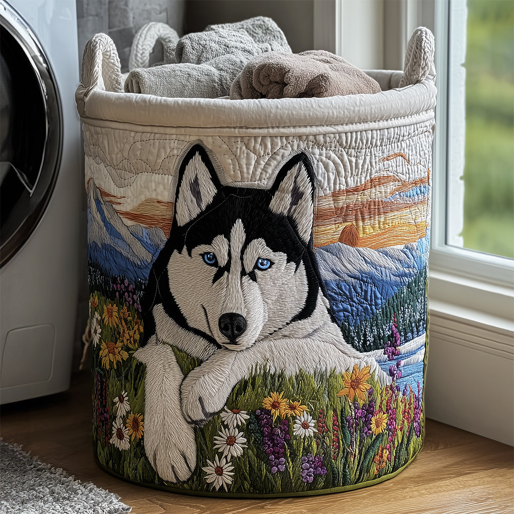 Husky Dreams Quilted Laundry Basket Ideal Gift For Mom