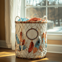Spirit Feathers Quilted Laundry Basket Holiday Favorite Gift