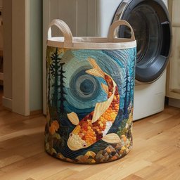 Spiral Depths Koi Quilted Laundry Basket Halloween Merch Gift
