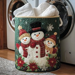 Frosty Family Hugs Quilted Laundry Basket Excellent Gift For Her