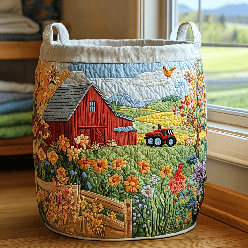 Sunny Field Quilted Laundry Basket Must-Have Home Essential
