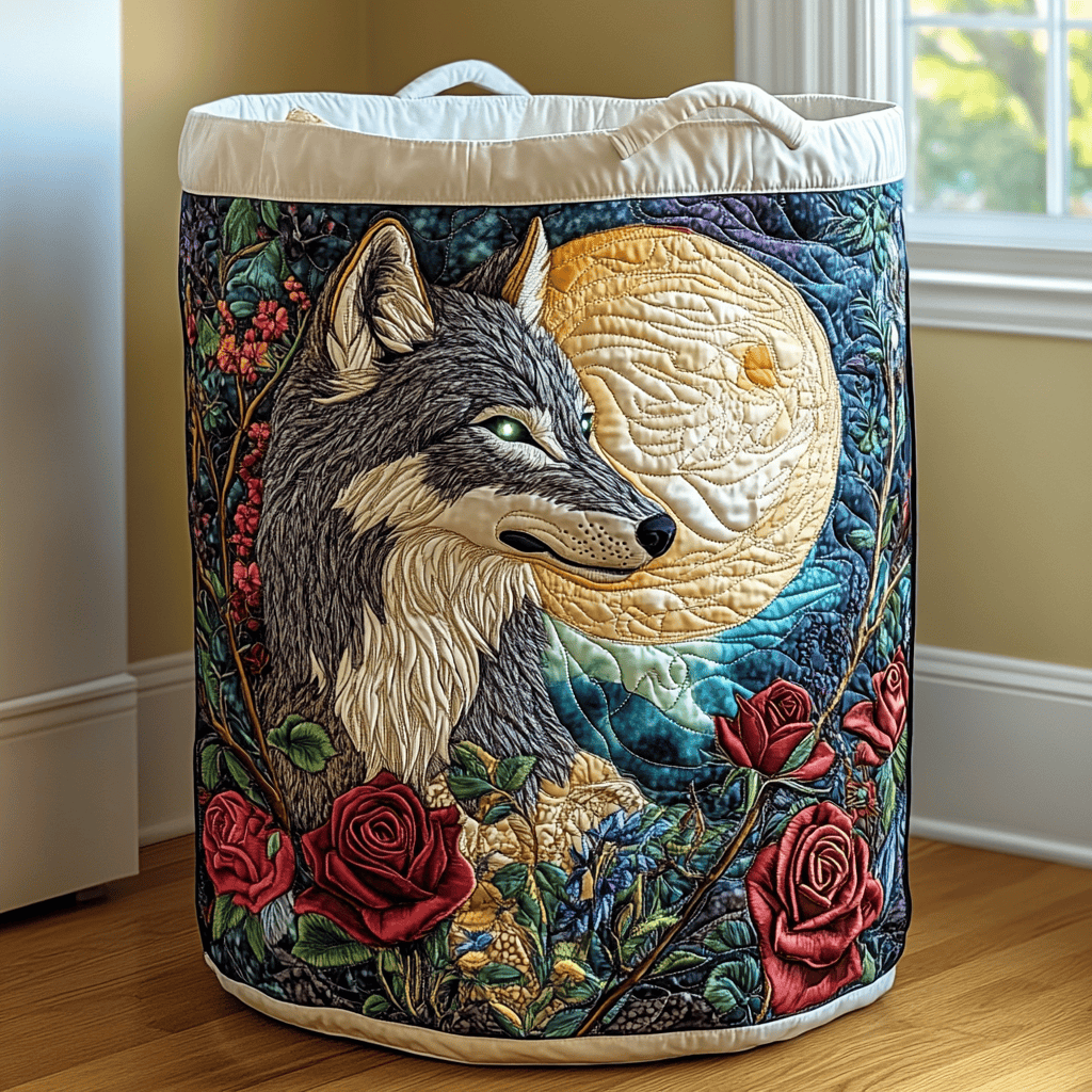 Wolf Spirit Quilted Laundry Basket Ideal Gift For Mom