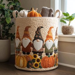 Pumpkin Patch Gnome Quilted Laundry Basket Father�s Day Merch Gift
