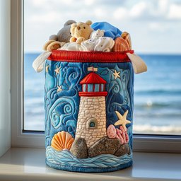 Nautical Light Charm Quilted Laundry Basket Merch For Family Time