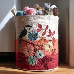 Fleur Feather Quilted Laundry Basket Summer Merch Vibes