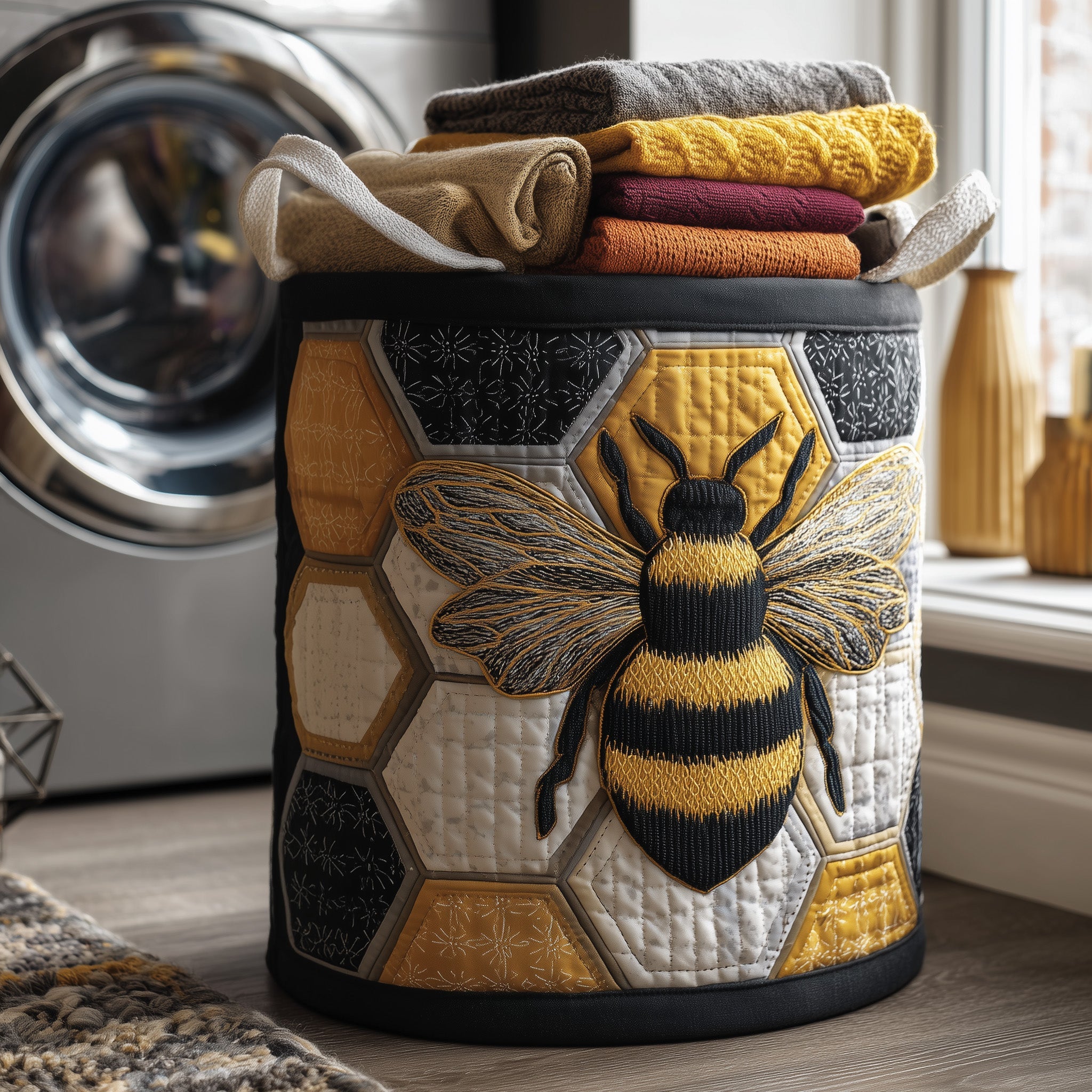 Honey Bee Quilted Laundry Basket Graduation Merch Gift