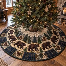 Woodland Wildlife Christmas Quilted Tree Skirt
