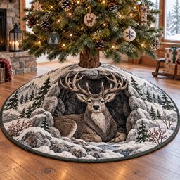 Woodland Stag Christmas Quilted Tree Skirt