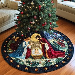 Blessed Arrival Quilted Christmas Tree Skirt
