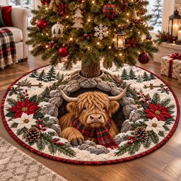 Christmas Highland Christmas Quilted Tree Skirt