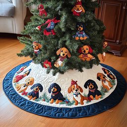 Christmas Wiener Magic Chritstmas Quilted Tree Skirt