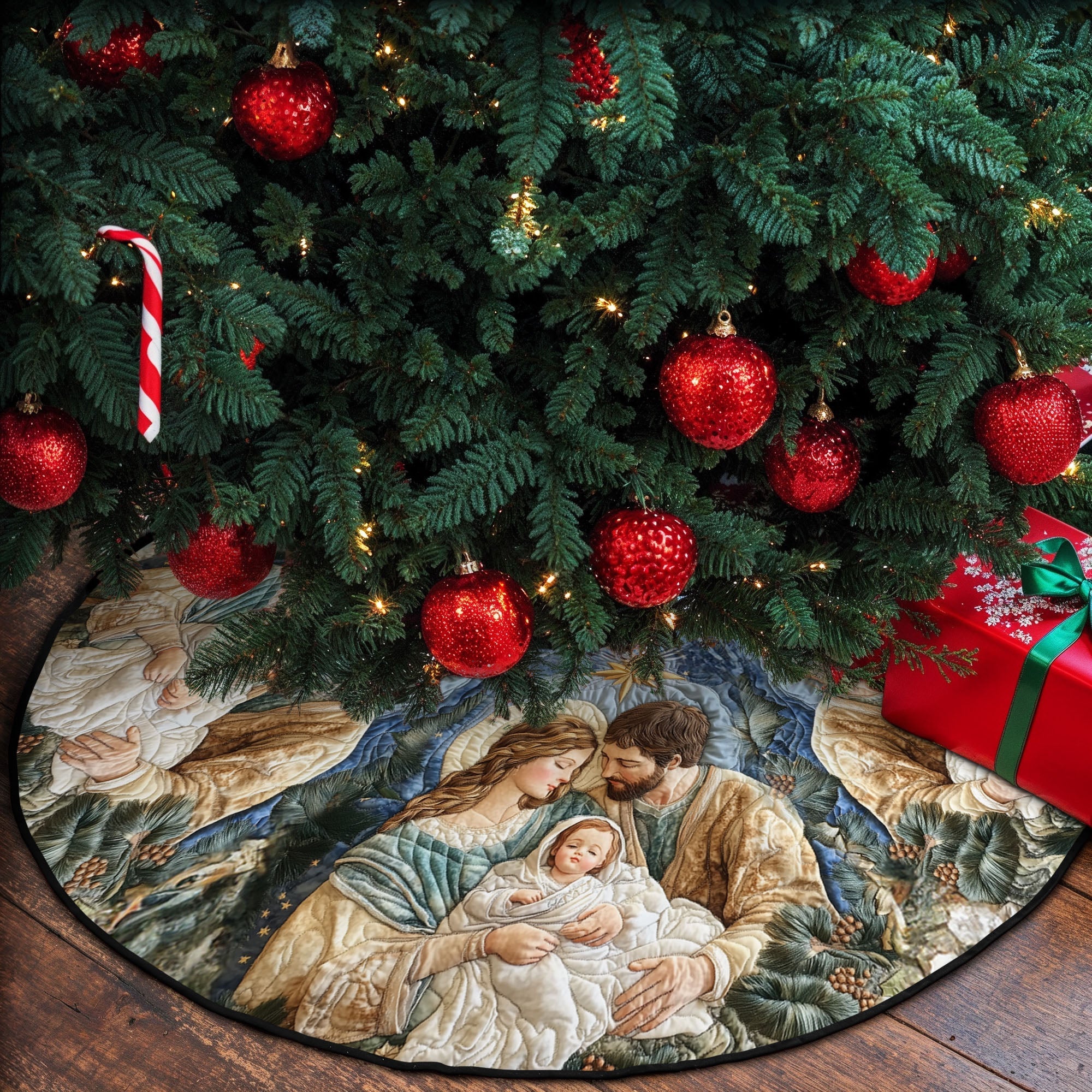 Christmas Blessing Quilted Christmas Tree Skirt