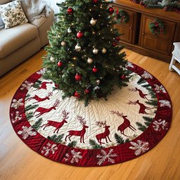 Dashing Through the Snow Christmas Quilted Tree Skirt
