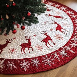Fireside Fables Christmas Quilted Tree Skirt