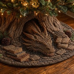 Woodland Dragon Nest Christmas Quilted Tree Skirt