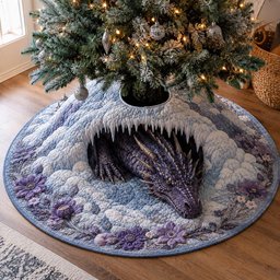 Frost Dragon Cave Christmas Quilted Tree Skirt