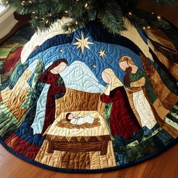 Heavenly Peace Quilted Christmas Tree Skirt