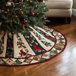 Festive Flock Quilted Tree Skirt