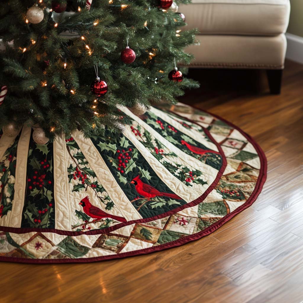 Festive Flock Quilted Tree Skirt