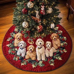 Labradoodle Adventure Christmas Quilted Tree Skirt