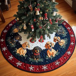 Dachshund Christmas Charm Christmas Quilted Tree Skirt