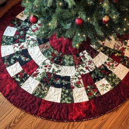 Frosted Pines Quilted Christmas Tree Skirt