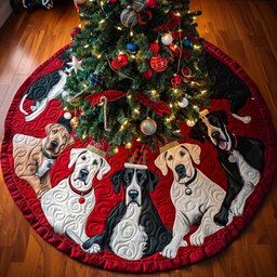 Great Dane Cheer Christmas Quilted Tree Skirt