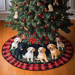 Labrador Christmas Fun Quilted Christmas Tree Skirt